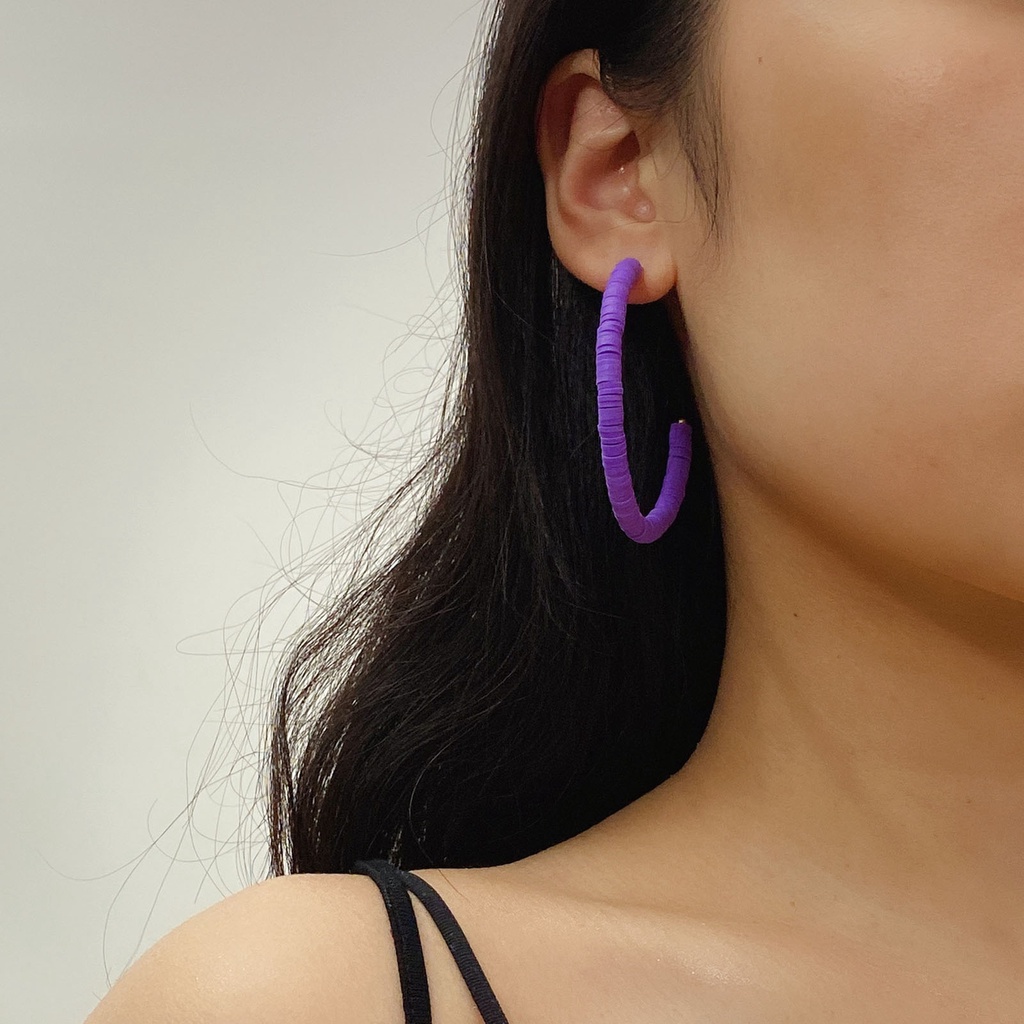 Hu Hu Hu Hu Hu Alat Bantu Pasang Kacamata♡ 1 Pasang Anting Stud Bahan Polymer Clay Warna Pelangi Gaya Bohemian Untuk Wanita