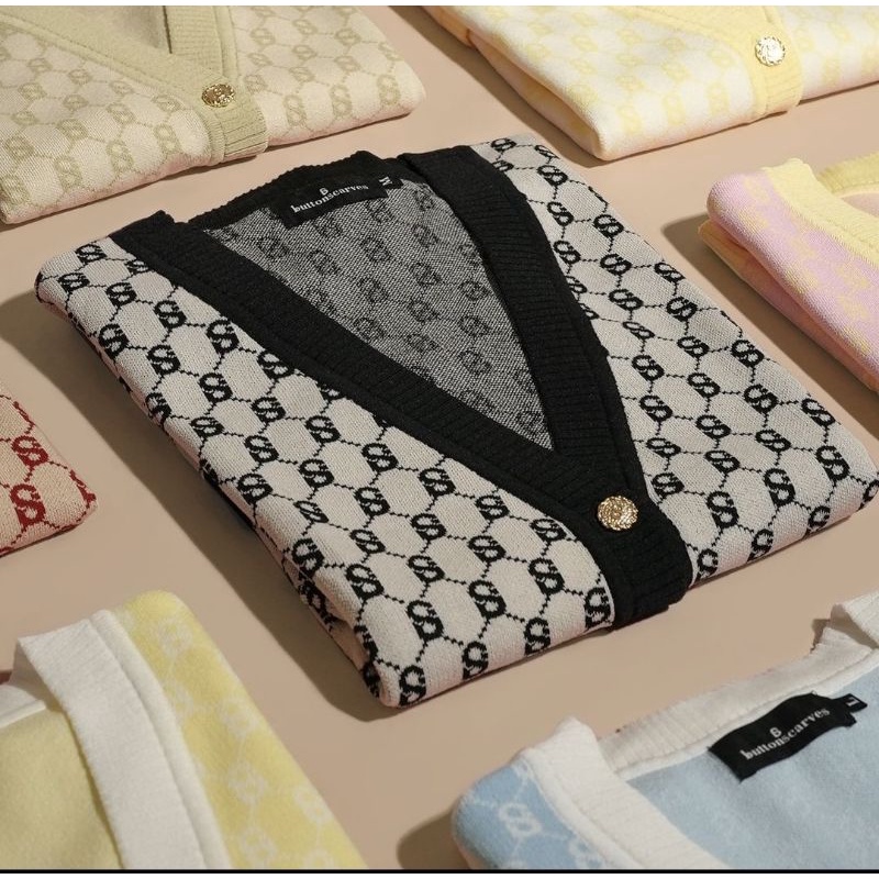 SIGNATURE MONOGRAM CARDIGAN BUTTONSCARVES x BENANG JARUM LIMITED STOCK