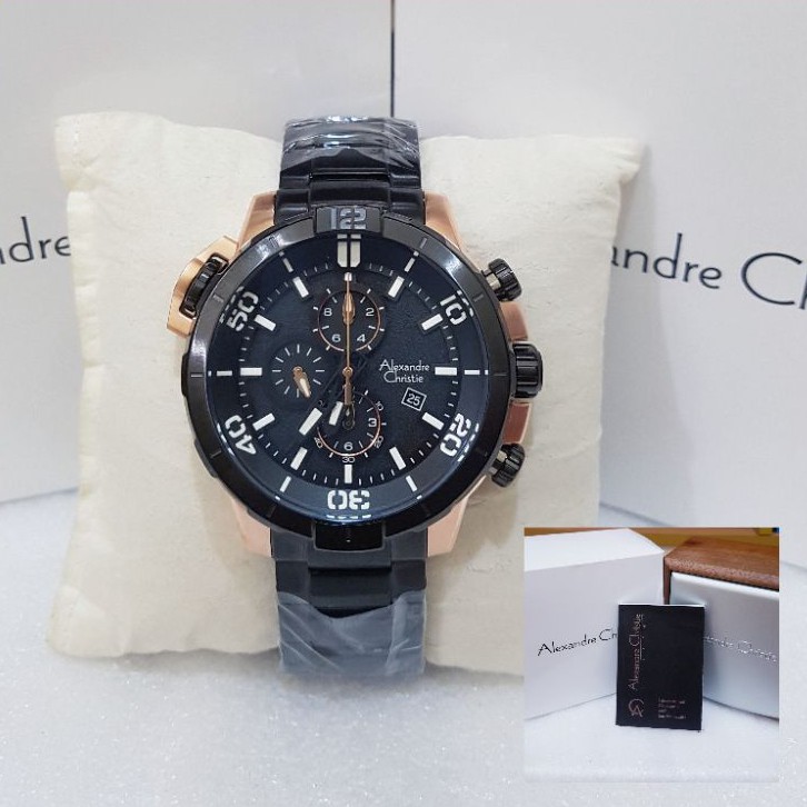 ALEXANDRE CHRISTIE PRIA AC 6554 BLACK ROSEGOLD JAM TANGAN ALEXANDRE CHRISTIE AC 6554 ORIGINAL