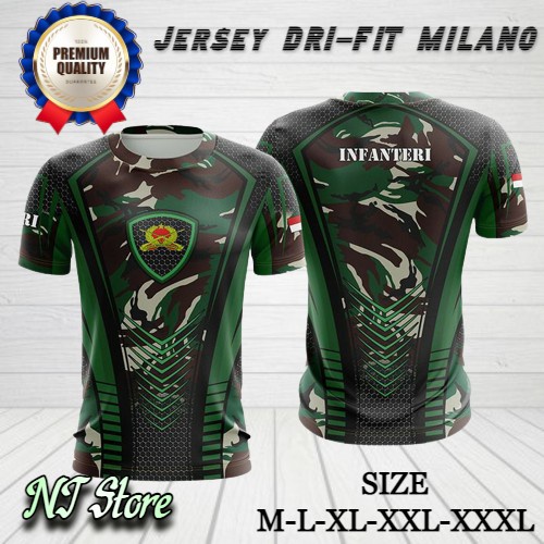 Trend Masa Kini Kaos Jersey INFANTERI / Kaos Olahraga Fullprint Hiqh Quality Milano Berkualitas Loreng TNI AD Malvinas Lengan Pendek