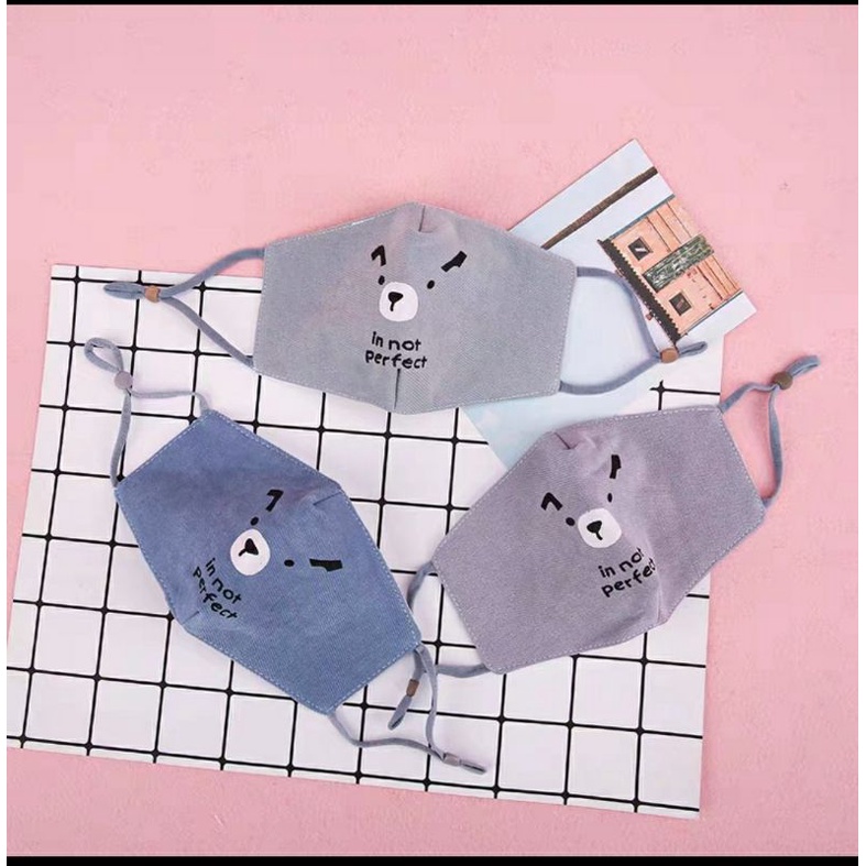 Masker mulut anak motif 3PLY IMPORT High Quality Im not Adjustable Bahan dasar Katun Berkualitas import