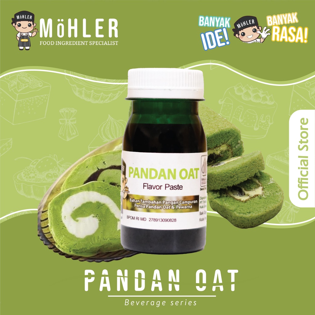 MOHLER Pasta perisa pewarna Pandan Oat (KLIK KOMBO HEMAT UNTUK BELI 1 GRATIS 1)