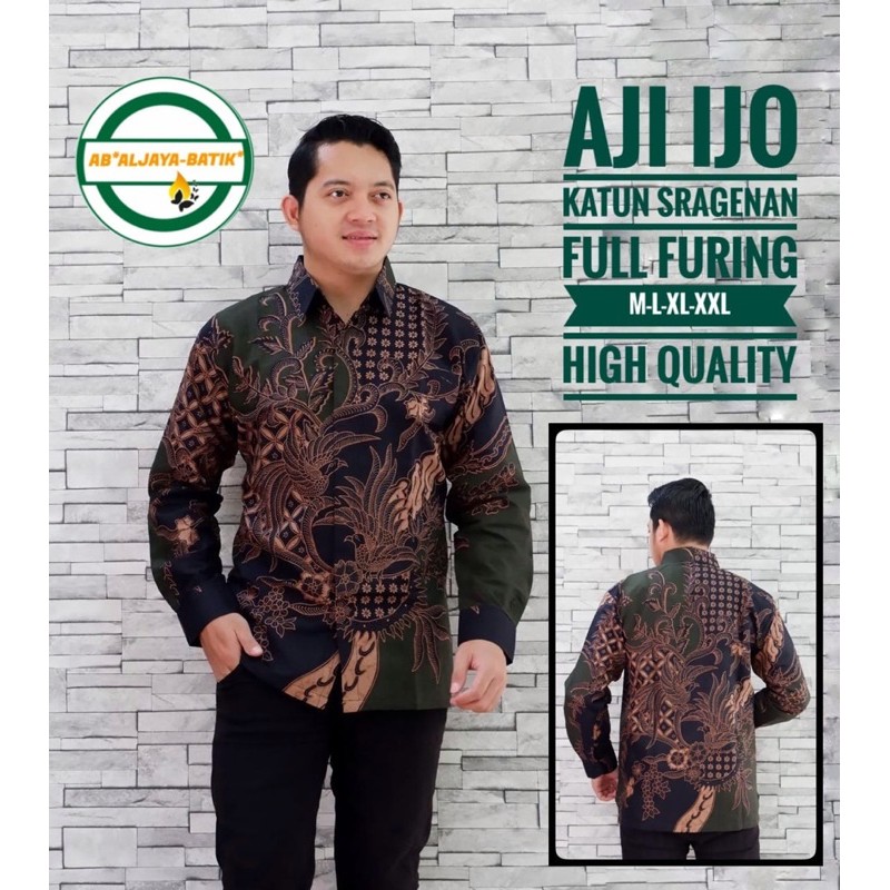 BATIK PRIA AJI IJO LAPIS FURING KATUN HALUS SRAGENAN SIZE M-XXL HIGH QUALITY