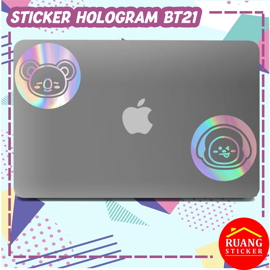 STIKER HOLOGRAM PELANGI BTS BT21 KARAKTER VARIASI 3 SEHARI JADI