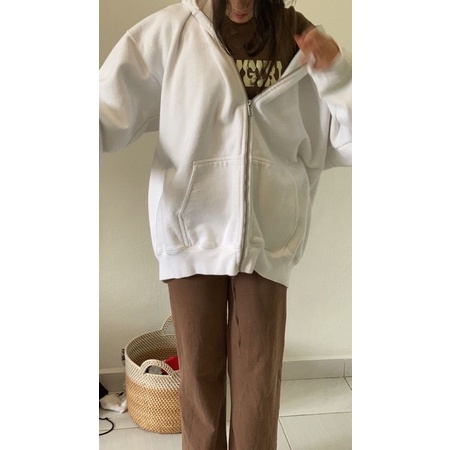 Stiego-Carla Hoodie Dupe Jaket /Ziper jaket /Jaket hoodie-Putih