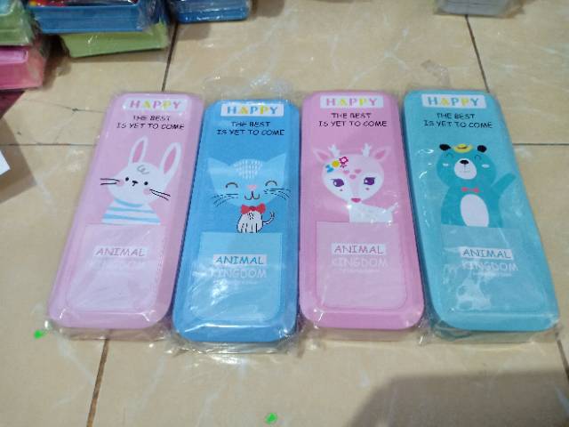 (125gr) tempat pensil / lepak seng besi bt21 animal-4