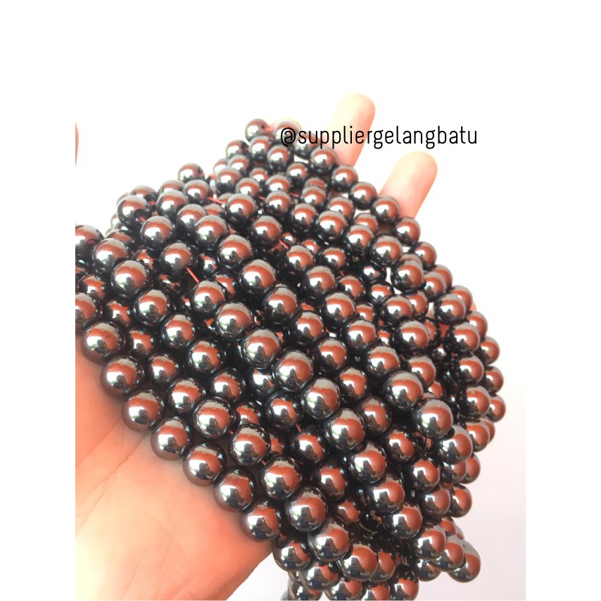 bahan brustin hematite badar besi 10mm per renceng grosiran blustin aksesoris craft kesehatan grosir