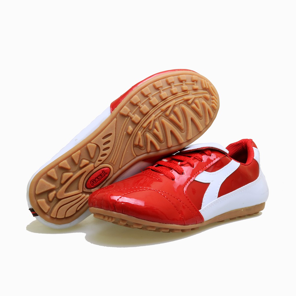 Sepatu Futsal Anak BM-05 Sepatu Olahraga futsal putsal Anak Laki Laki Merah Kulit Asli