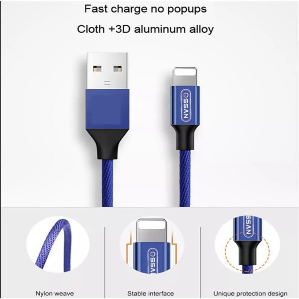 Ossan HC-02 USB Lightning Cable For 6s 7 6plus X XR 2.4A Fast Charger Kabel Data Original