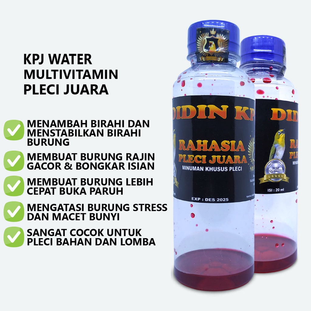 KPJ WATER VITAMIN PLECI | MINUMAN KHUSUS PLECI DOPING PLECI GACOR CEPAT BUKA PARUH