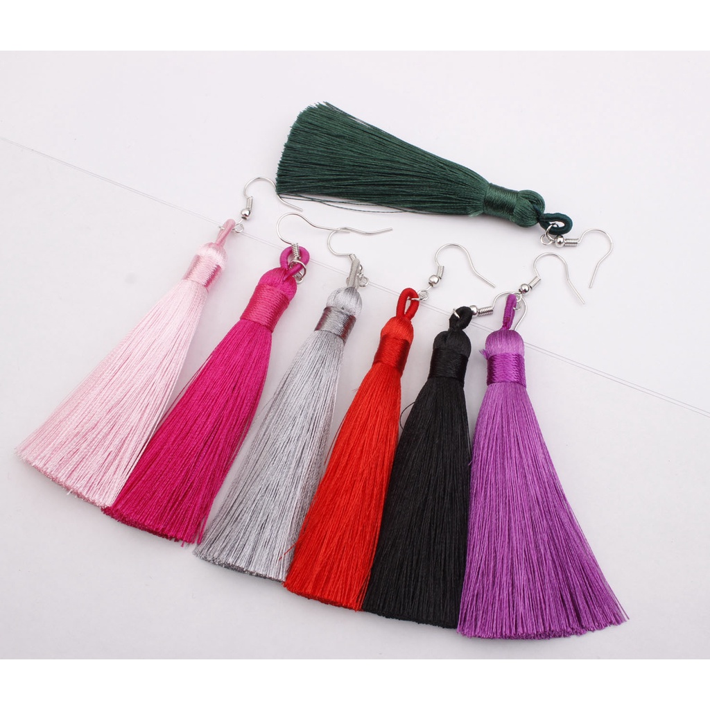 Panjang fringe anting bohemian warna-warni rumbai anting-anting Eropa dan Amerika berlebihan merek t