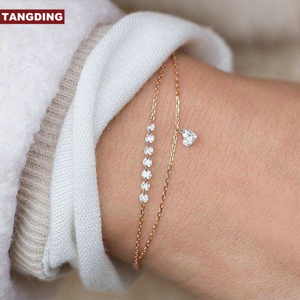 Gelang Kristal Model Double Layer Untuk Wanita