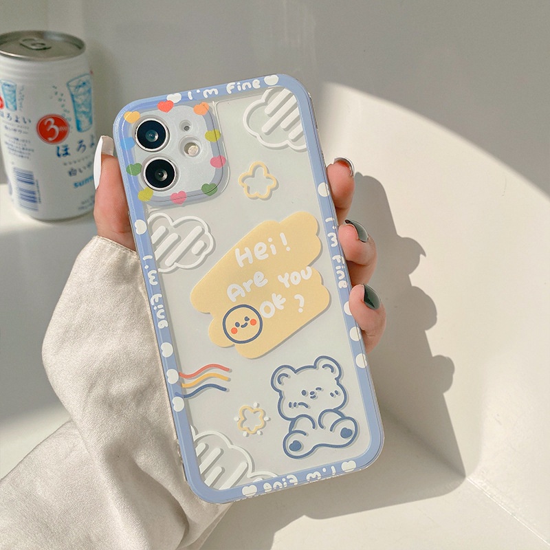 Soft Case Transparan Motif Beruang Untuk IPhone 14 13 12 Pro max11 Pro MAX 6S 7 8 Plus XR