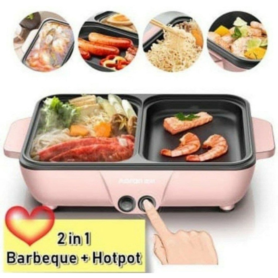 Barbeque Grill Pan Electric Hot Pot 2 in 1 Korea Jepang Panggangan