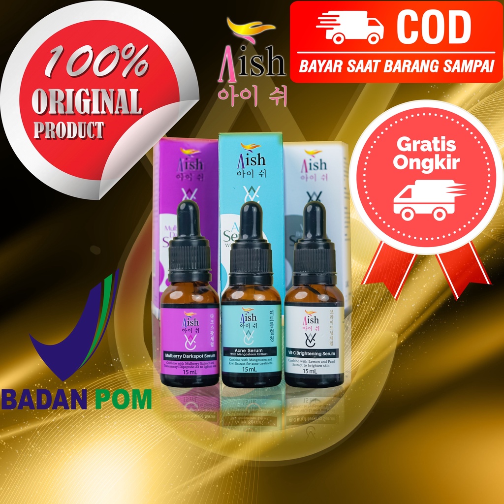 BAYAR COD AISH | SERUM AISH | AISH SERUM ACNE/ DARK SPOT/ BRIGHTENING ASLI KOREA 100% Ori