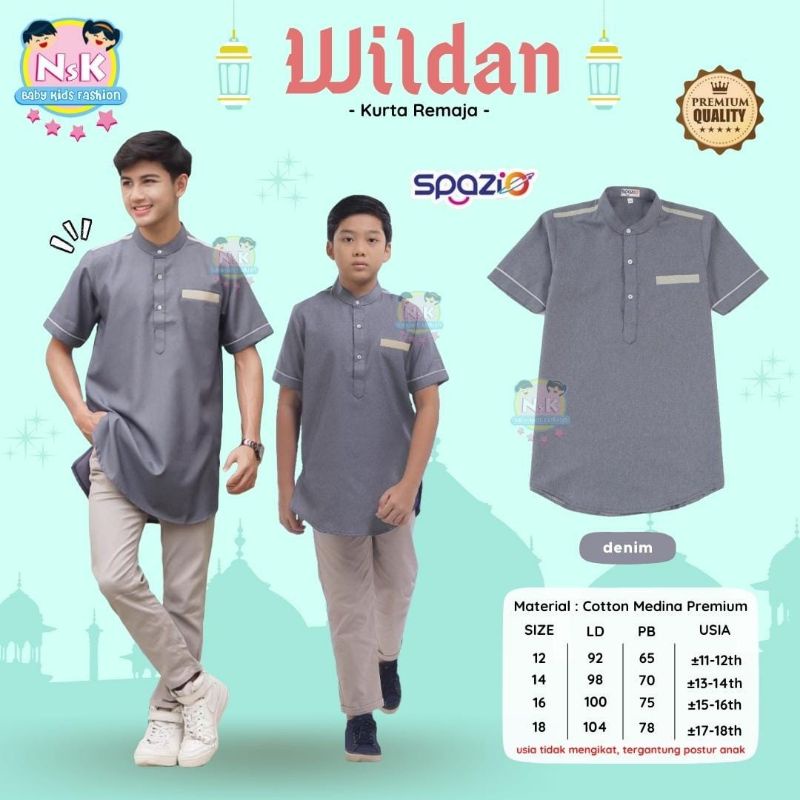 wildan kurta katun remaja koko anak polos nsk