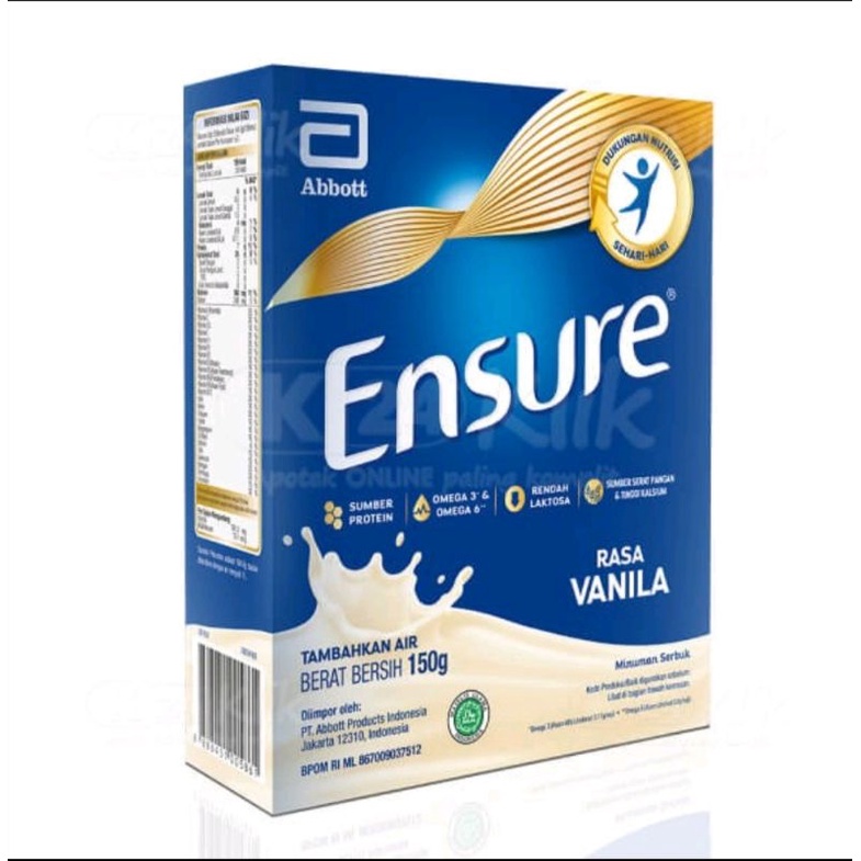 

ENSURE VANILA 150gr Susu Nutrisi Dewasa Rendah Laktosa - Adult Nutrition Powder