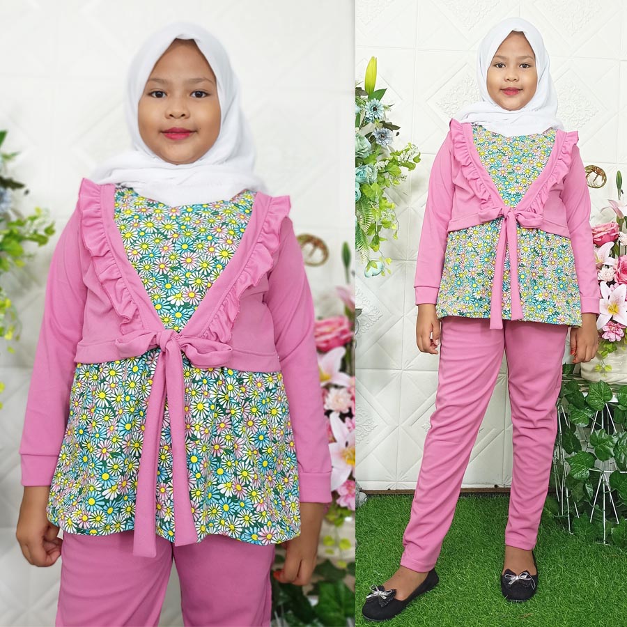 SETELAN CHIKA ANAK BAJU ROMPI DAN CELANA 6-12tahun CARLINA FASHION