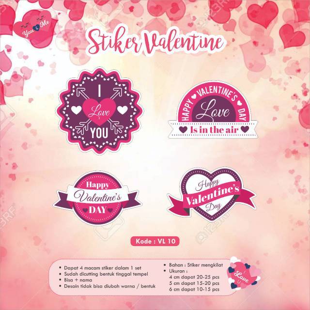 

[66 pcs] Stiker Valentine Cromo / Cinta / Love / Cutting Stiker