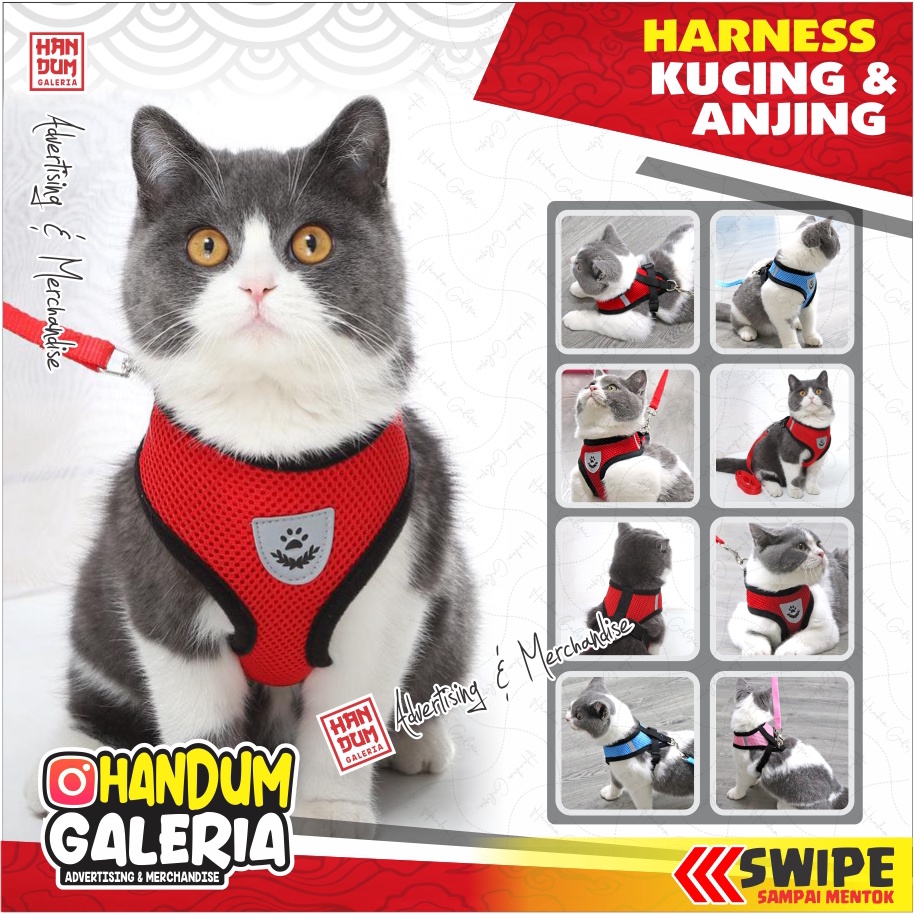 HARNESS KUCING &amp; ANJING BISA JUGA UNTUK HEWAN PELIHARAAN LAIN  - bandul gantungan aksesoris anti kutu murah tempat makan minum mainan berkualitas eksklusif premium cetak lonceng kitten tempat tidur grooming pet otter kitty lucu