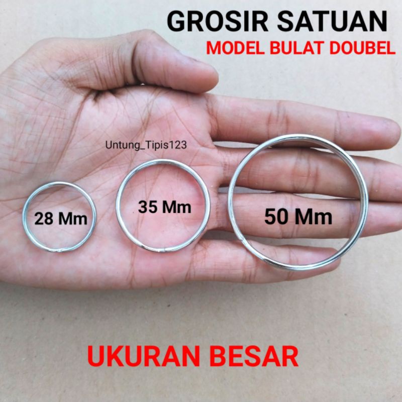 Ring Ganci bulat Ring gantungan kunci double ukuran besar Ring Nikel Satuan