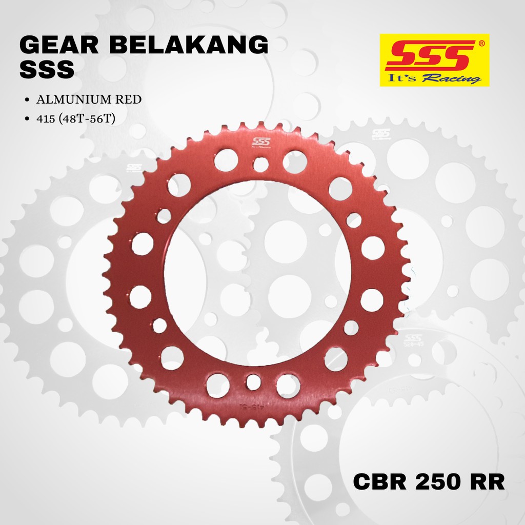 Gear gir CBR 250 rr new sss 415 47 48 49 50 51 52 53 54 55 56 57 58 almunium merah