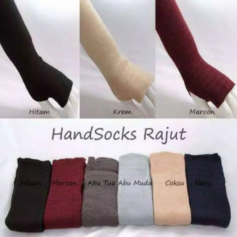 HANDSOCK rajut jempol /manset jempol lengan panjang warna polos, wanita muslimah.