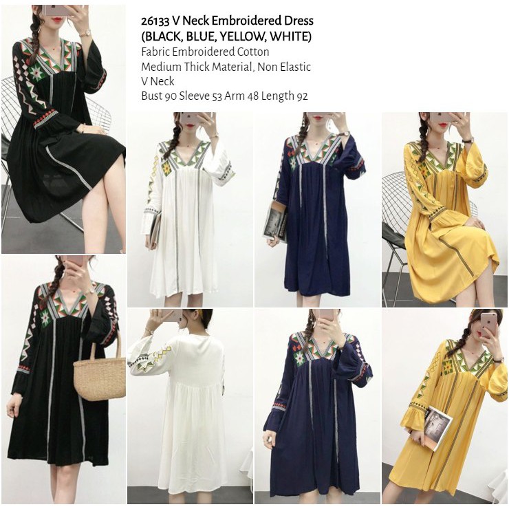 blue and black yellow and white dress