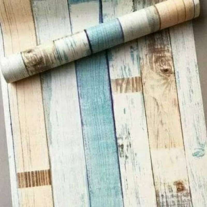 WALLPAPER STICKER DINDING MURAH KAYU RUSTIK TIGA WARNA 9-10MX45CM