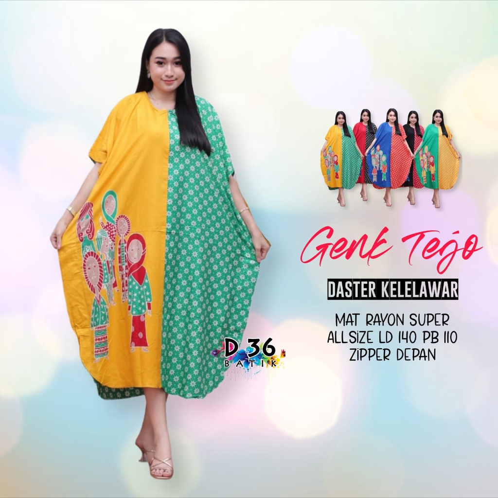 Daster Genk Tejo Kelelawar Semerbak Batik Pastel Baju Tidur Kartun Jumbo Santai Casual Home