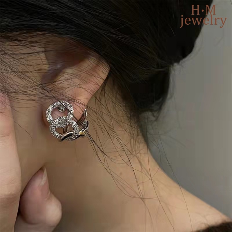 Cincin Model Rantai Twist Terbuka Bahan S925 Silver Aksen Berlian