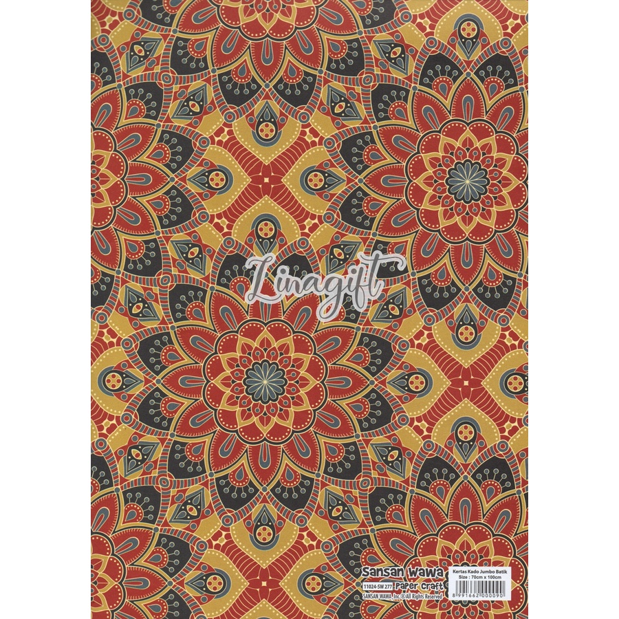 ( 5 Lembar ) JUMBO BATIK - KERTAS KADO SANWA - GIFT WRAPPING PAPER SANSAN WAWA COKLAT MERAH HITAM PUTIH BIRU