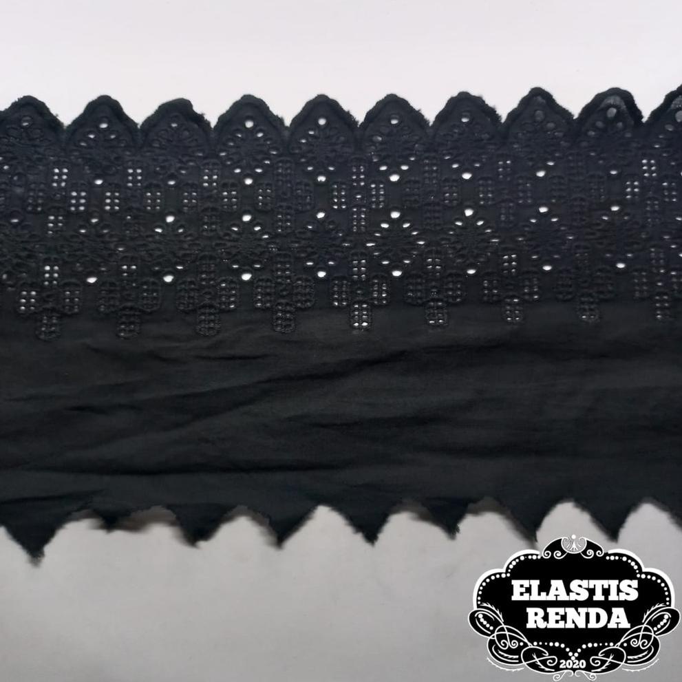[KODE 674] (Harga Per Meter) Renda Katun Cantik Hitam Lebar 15 Cm