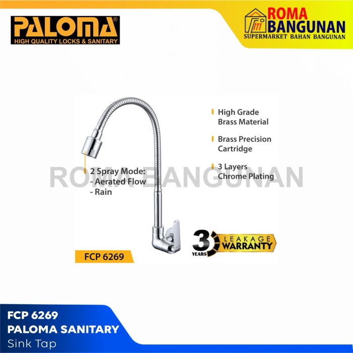 Paloma Keran Wastafel Dapper / Sink Tap / Kran Tembok FCP 6269