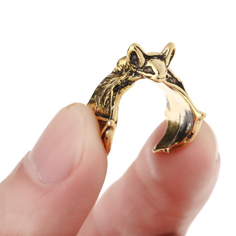 R-flower Bat Finger Rings Fashion Aksesoris Pesta Gaya Retro Bat Jewellery