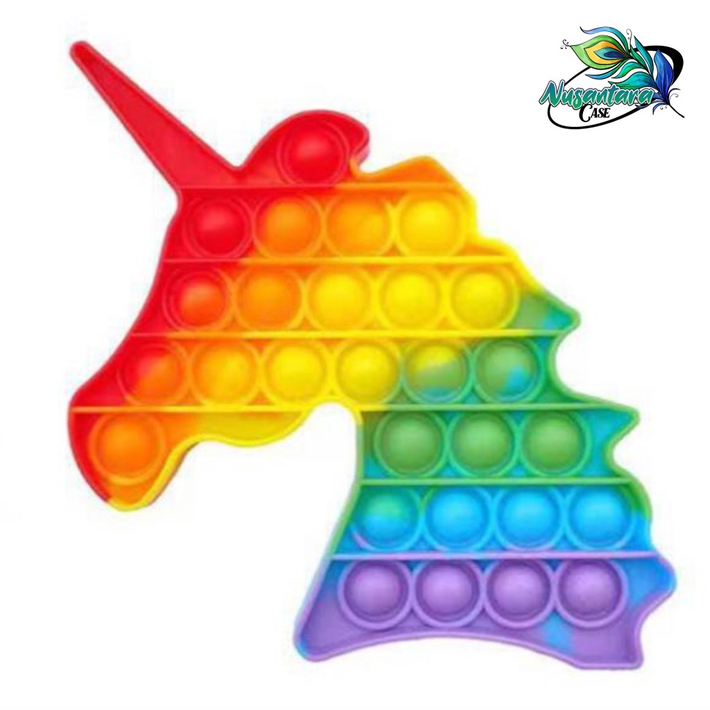pop it fidget push bubble toys gelembung 3d rainbow pelangi karakter mainan anak NC7433-UNICORN