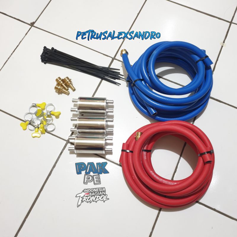 PAKET TABUNG HAWA UNTUK SEMUA MOTOR YAMAHA HONDA SUZUKI KAWASAKI KLX TUTUP OLI KUNINGAN SELANG HAWA 