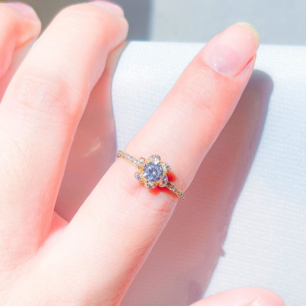 Cincin anak dan dewasa emas asli kadar 700 70 16k solitaire like diamond bunga sunflower ringan 1 satu gram gr g bling permata stylish terbaru nomor no 10 11 12 13 14 15 16 17 ring gold