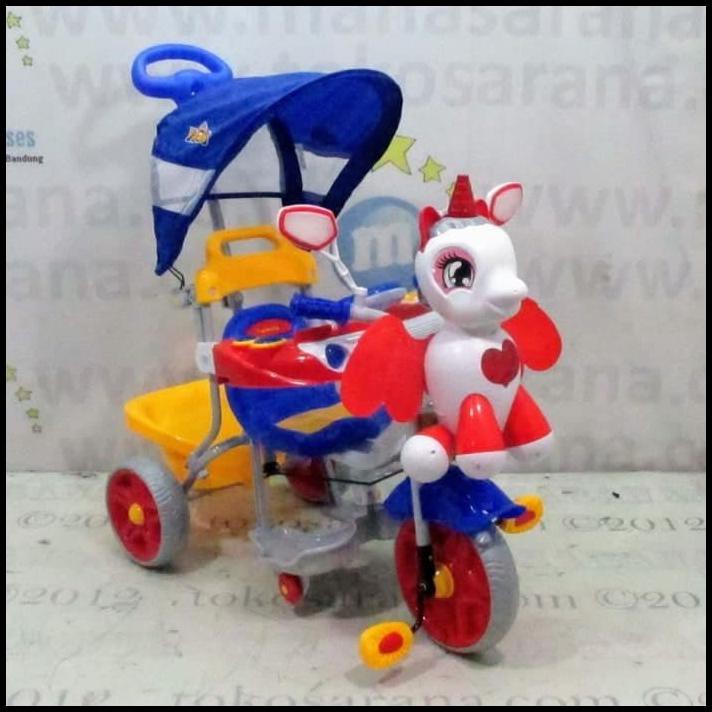 Terbaru Family F853Gt Musik Dobel Unicorn & Mobil Sepeda Roda Tiga Ban Jumbo
