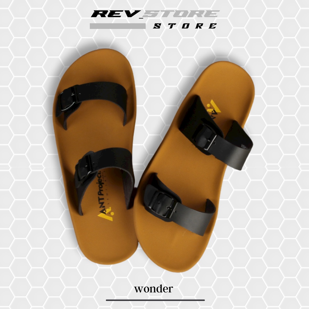 REV STORE - Sandal Slide Gesper Pria Brother Hitam - Sandal Flip Flop