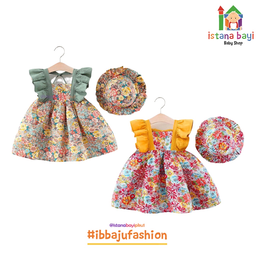 DRESS BAYI - KOREAN BABY DREES 0-3 TAHUN FREE TOPI / GAUN BAYI LUCU IMPORT DRESS BAYI CANTIK