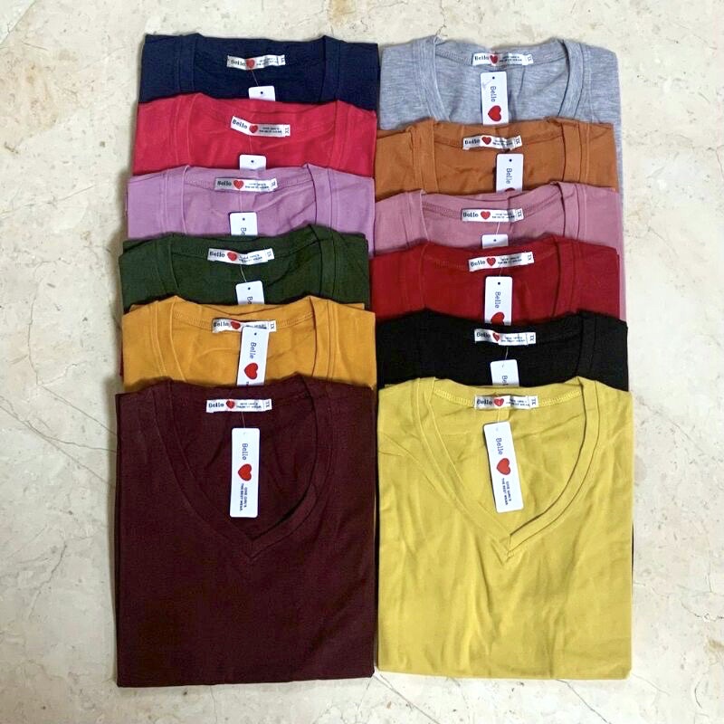 Kaos belle polos ori100% lengan pendek uk L XL XXL