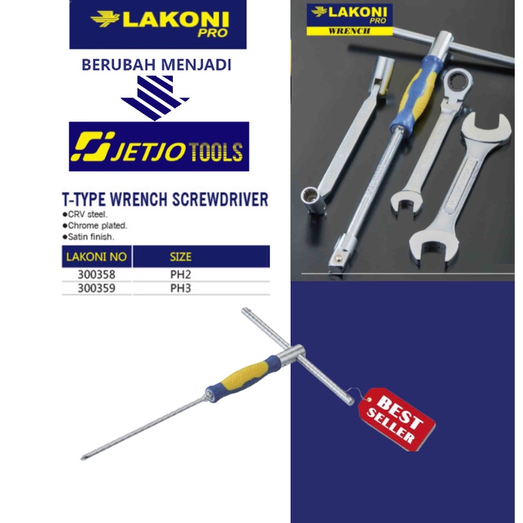 Kunci Obeng Gagang T / T-Type Wrench Screwdriver LAKONI PRO Sizes: