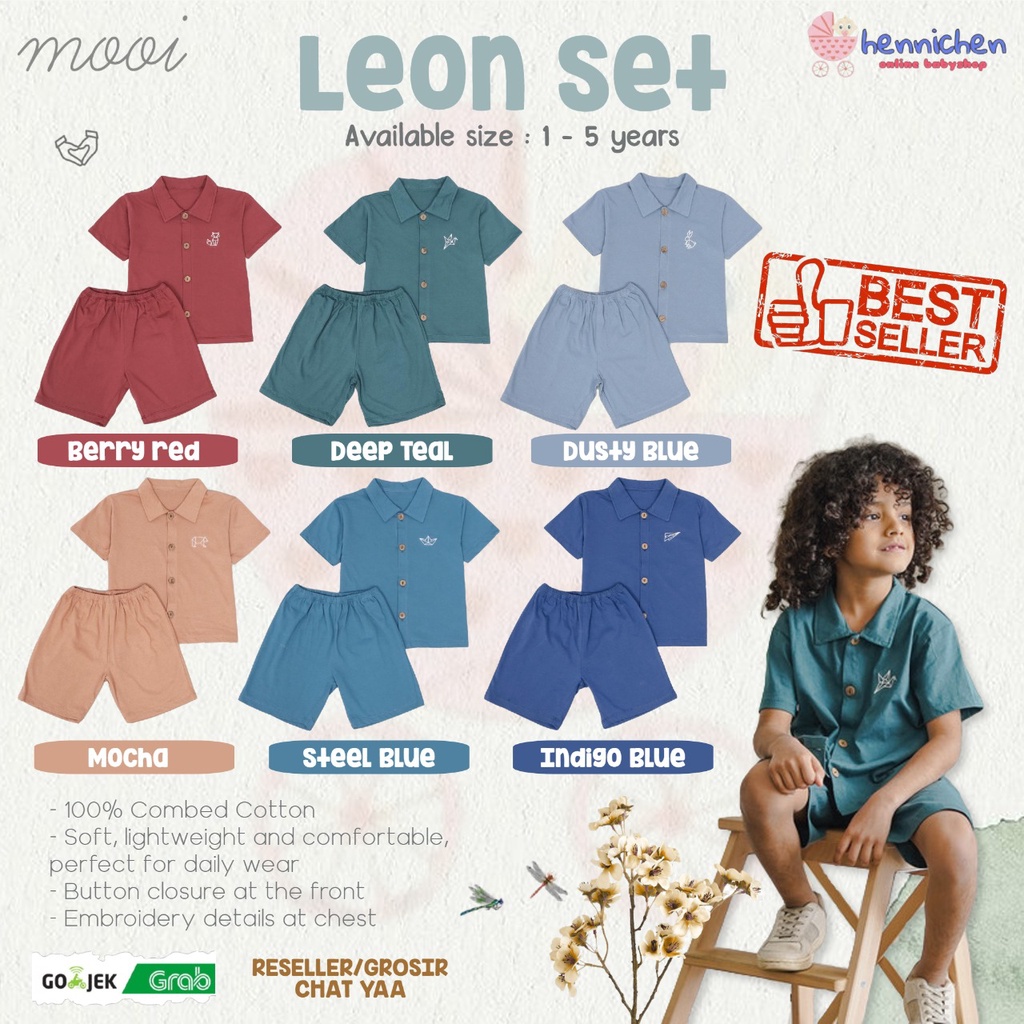 PROMO 7.7 PROMO BAJU LEBARAN MURAH MOOI LEON SET BAJU ANAK SETELAN PENDEK FASHION ANAK UNISEX 1-5 TAHUN