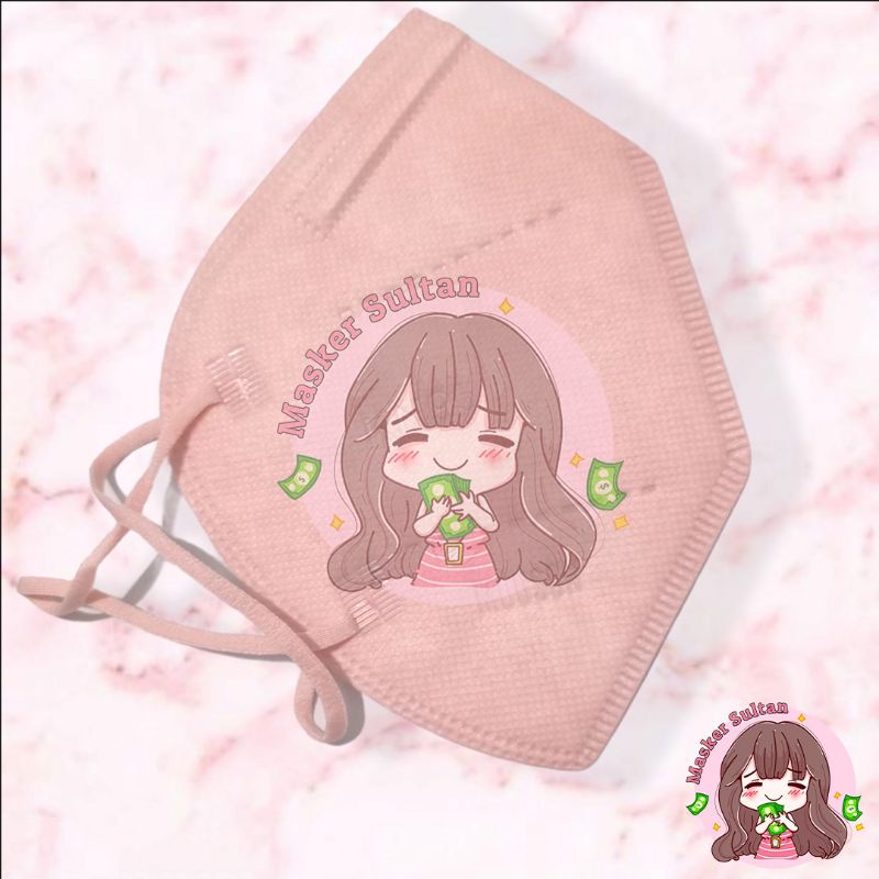 MS - Masker KN95 Emboss Mouson Kemenkes Pink Nude 5ply Ecer