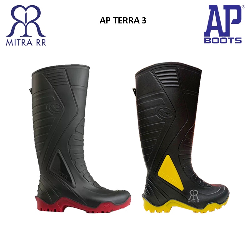 AP Boots Terra 3 Merah / Kuning - Sepatu Boot Kerja Konstruksi Tinggi Panjang