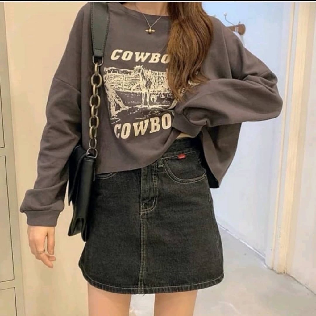 Sweater Wanita  Cowboys Sweater Wanita  Crop Oversize