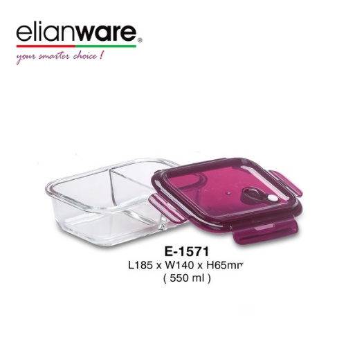 Elianware Rectangular Airtight Glasslock Keeper Multipurpose Food Storage Lunch Box 550 ml