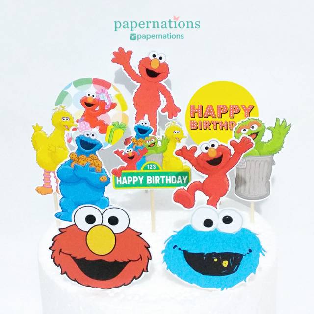 Cupcake Topper Sesame Street / Topper Sesame Street Elmo Cookie Monster / Cake Topper Sesame Street