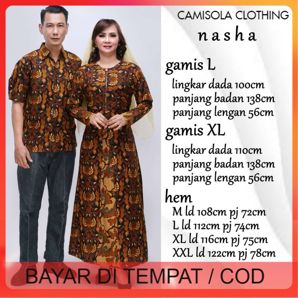 BATIK COUPLE PASANGAN SARIMBIT GAMIS WANITA JUMBO BUSUI MODERN TERBARU PREMIUM SOGAN MUSLIM NASHA